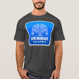 Anchorage Alaska Retro Bird Badge Blue T-Shirt