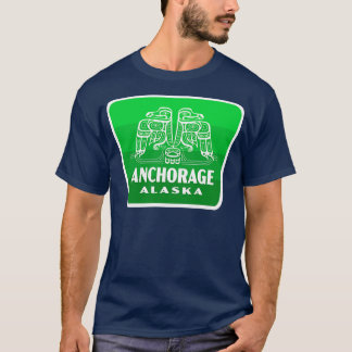 Anchorage Alaska Retro Bird Badge Green T-Shirt