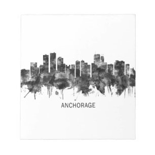 Anchorage Alaska skyline BW Notepad