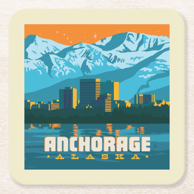 Anchorage, Alaska Square Paper Coaster (Front)
