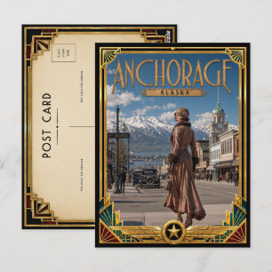 Anchorage Alaska Vintage Art Deco Golden Age Postcard