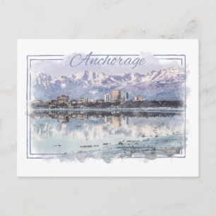Anchorage Alaskan Watercolor Postcard