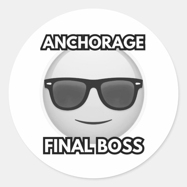 Anchorage Final Boss Cool Emoji Classic Round Sticker (Front)