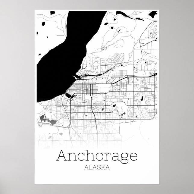 Anchorage Map - Alaska - City Map Poster (Front)