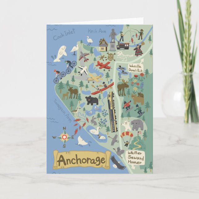 Anchorage Map greeting card (Front)