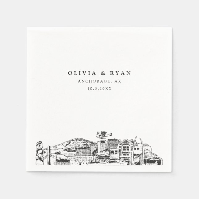 Anchorage Wedding Minimalist Paper  Napkin (Front)