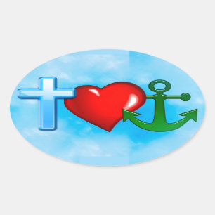 anchored by jesus oval sticker