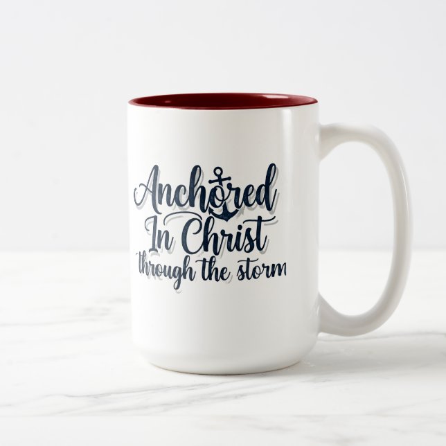 Anchored in Christ Two-Tone Coffee Mug (Right)
