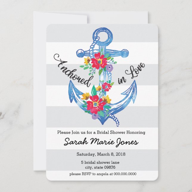 Anchored in Love Bridal Shower Invitation (Front)