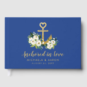 Anchored in Love Floral Nautical Wedding Guest Book