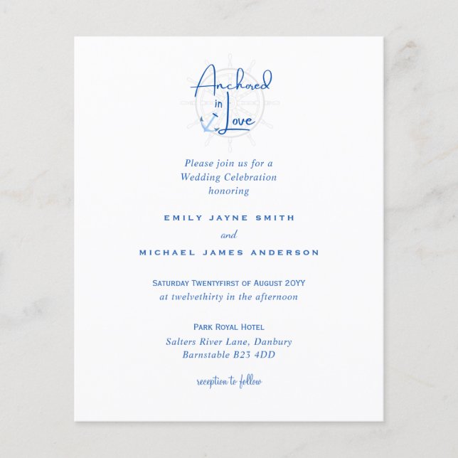 Anchored in Love Modern Nautical Wedding Invites (Front)