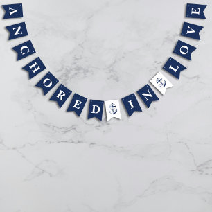 Anchored in Love Nautical Blue Anchor Wedding Bunting