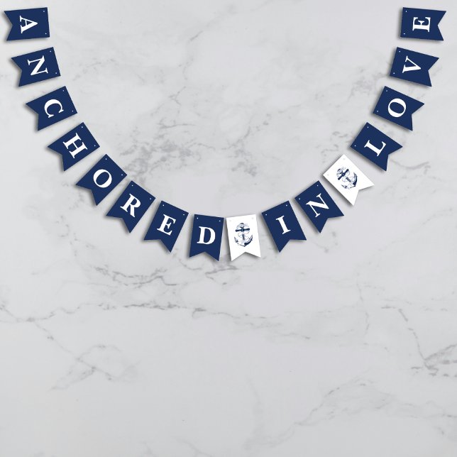 Anchored in Love Nautical Blue Anchor Wedding Bunting (Creator Uploaded)