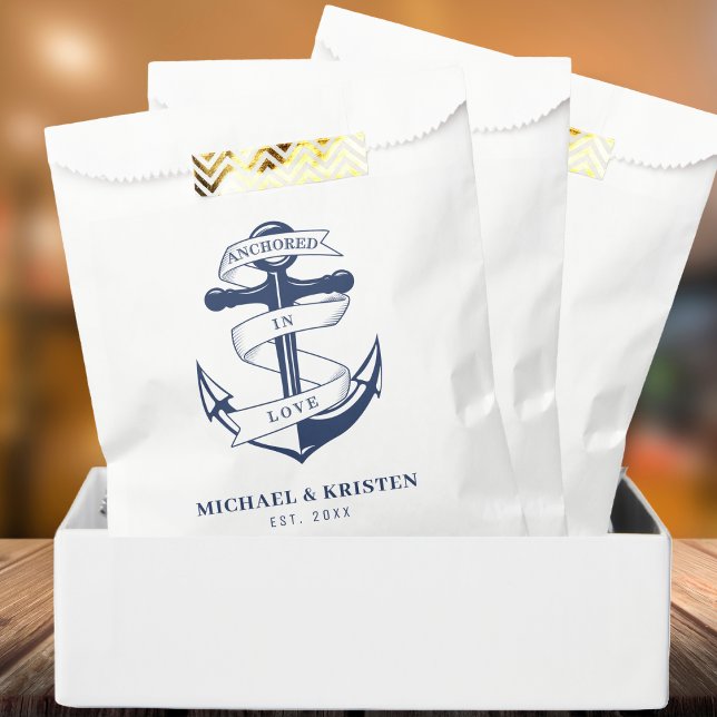 Anchored in Love Nautical Blue Anchor Wedding  Favour Bag (Anchored in Love Nautical Blue Anchor Wedding Favor Bag
)