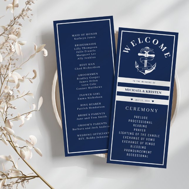 Anchored in Love Nautical Blue Anchor Wedding  Program (Anchored in Love Nautical Blue Anchor Wedding Program
)