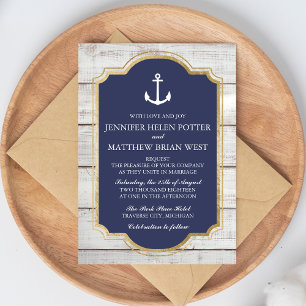 Anchored In Love Rustic Nautical Anchor Wedding Invitation