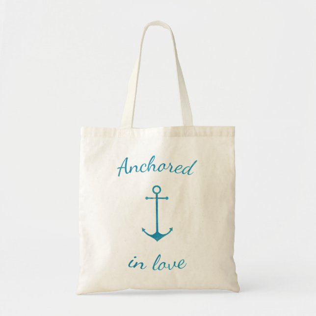 Anchored in love tote bag (Front)