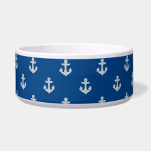 Anchored in Ocean Navy Blue Dog Bowl