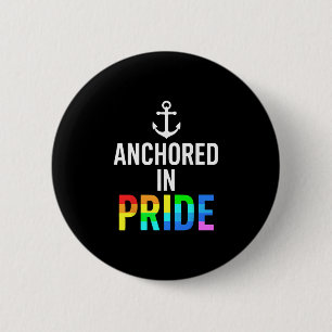 Anchored In Pride – Minimal Nautical Boating Saili 6 Cm Round Badge
