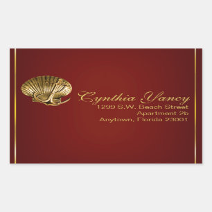 Anchored Seashell Nautical   burgundy Rectangular Sticker