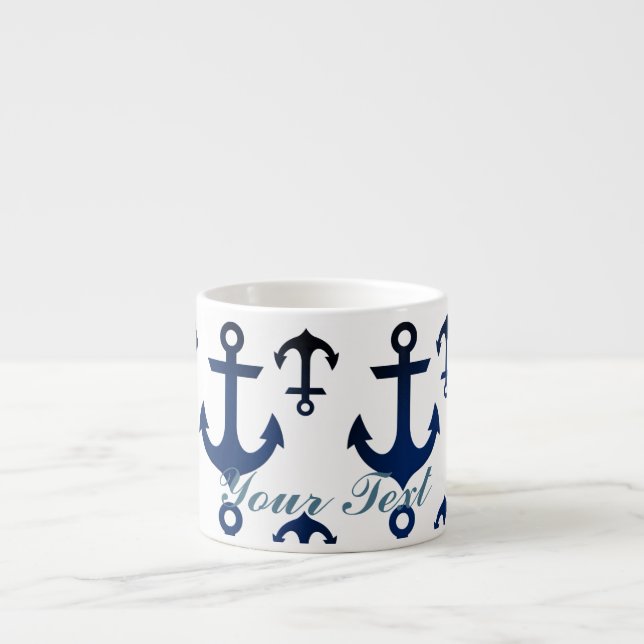 Anchors Ahoy Nautical Espresso Cup (Front)