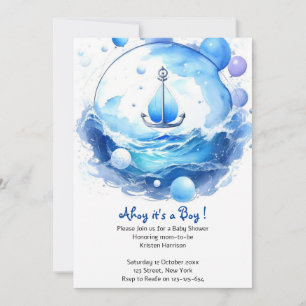 Anchor's Ahoy Nautical Shower Boy Baby Shower Invitation