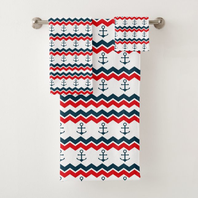 Anchors and Chevron Bath Towel Set (Insitu)