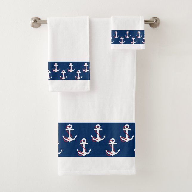 Anchor's Away Border Towel Set (Insitu)