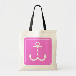 Anchors Away Budget Tote - Dk Pink and White Bag