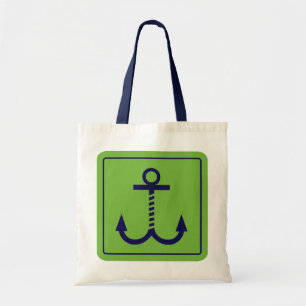 Anchors Away Budget Tote - Lime Green and Blue Bag