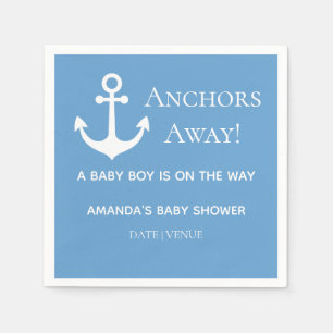 Anchors Away Coastal Ocean Blue Baby Shower Napkin