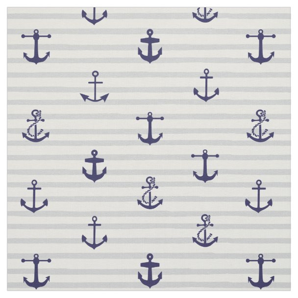Silver Grey Anchors Fish On A White Background Fabric Zazzle au Silver Grey Anchors Fish On A White Background Fabric Zazzle au