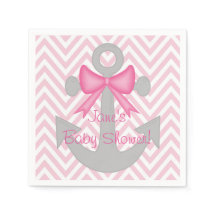 Anchors Away Girl Baby Shower Napkins