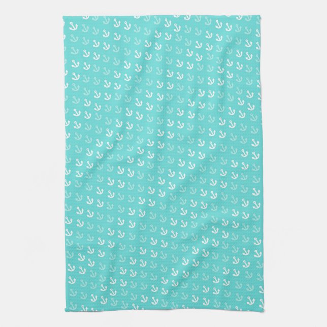 Anchors Away Kitchen Towel in Seafoam (Vertical)