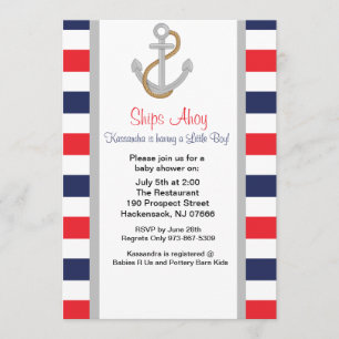Anchors Away Nautical Baby Shower Invitation