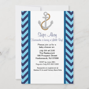 Anchors Away Nautical Baby Shower Invitation