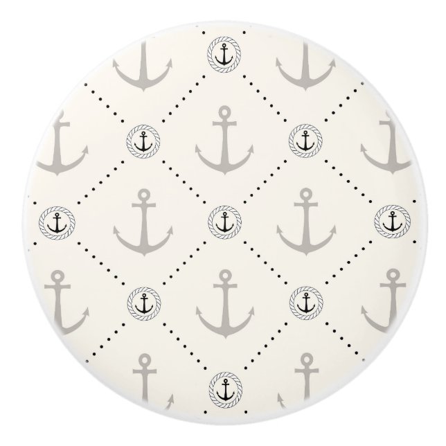 Anchors Away! Nautical Pattern for Coastal Living Ceramic Knob (Front)
