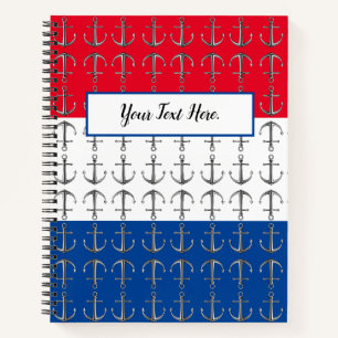 Anchors Aweigh, A Nautical Pattern Spiral Notebook