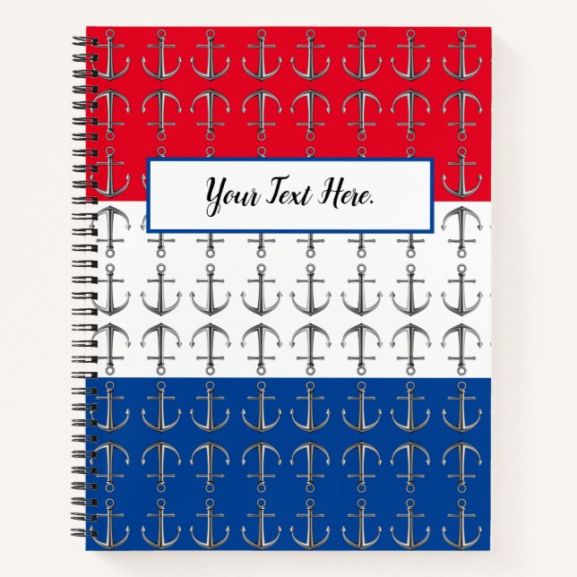 Anchors Aweigh, A Nautical Pattern Spiral Notebook (Front)