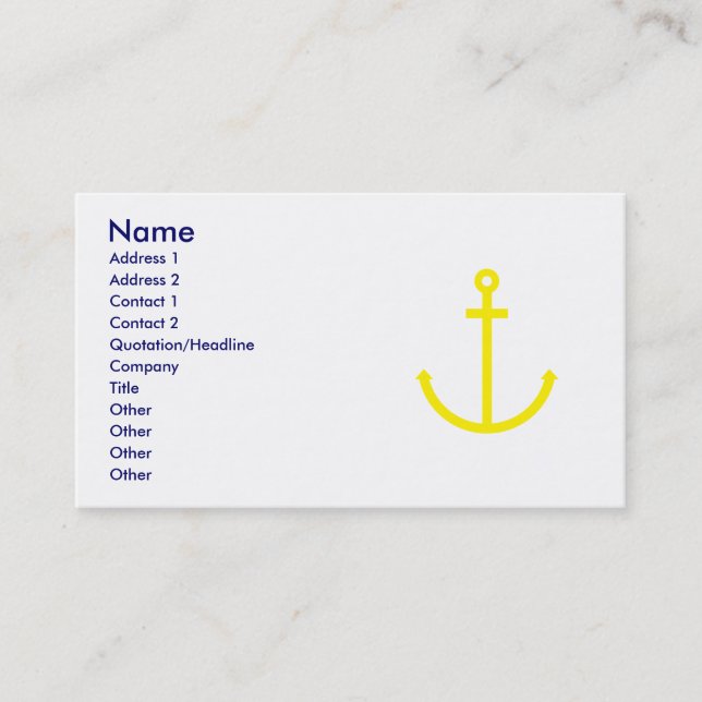 Anchors Aweigh Business Card (Front)