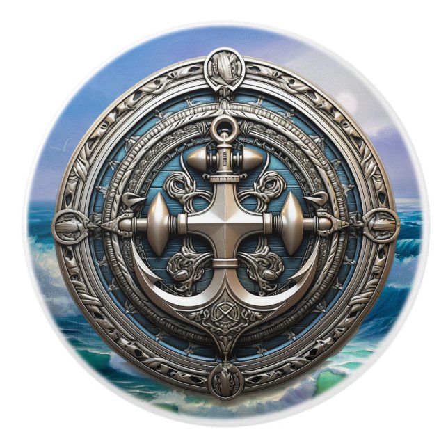 Anchors Aweigh  Ceramic Knob (Front)