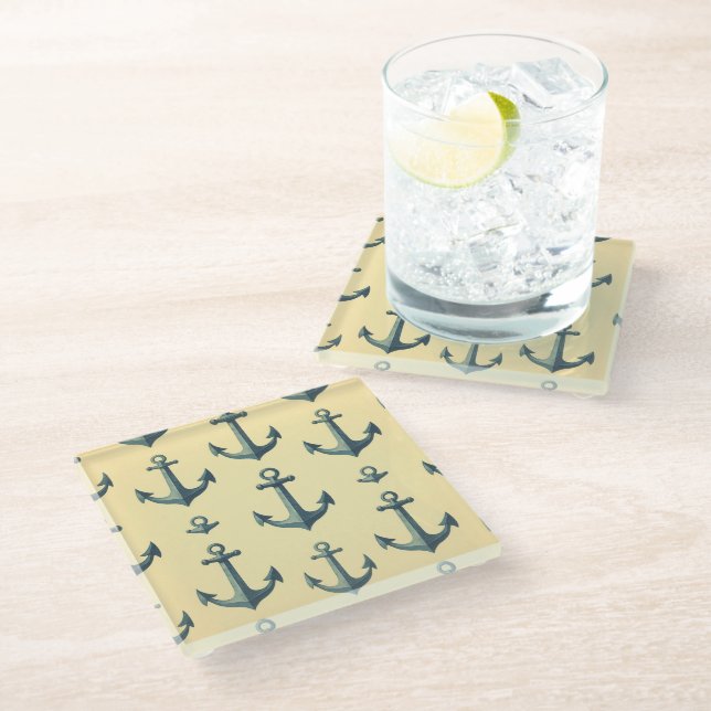 Anchors Aweigh Glass Coaster (Angled)