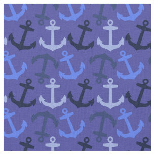 Anchors Aweigh! Navy Blue Anchors Nautical Fabric