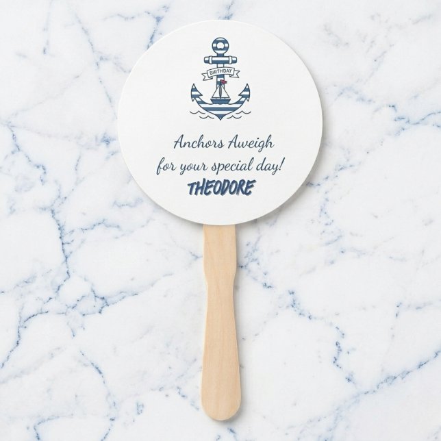 Anchors Aweigh Personalised Party Fan (Keep your party guests cool)