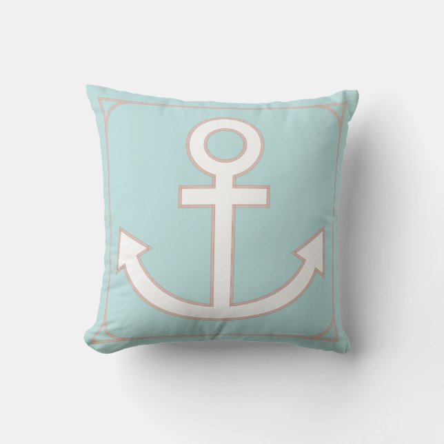 Anchors Aweigh Seafarer Pillow in Caribbean (Front)