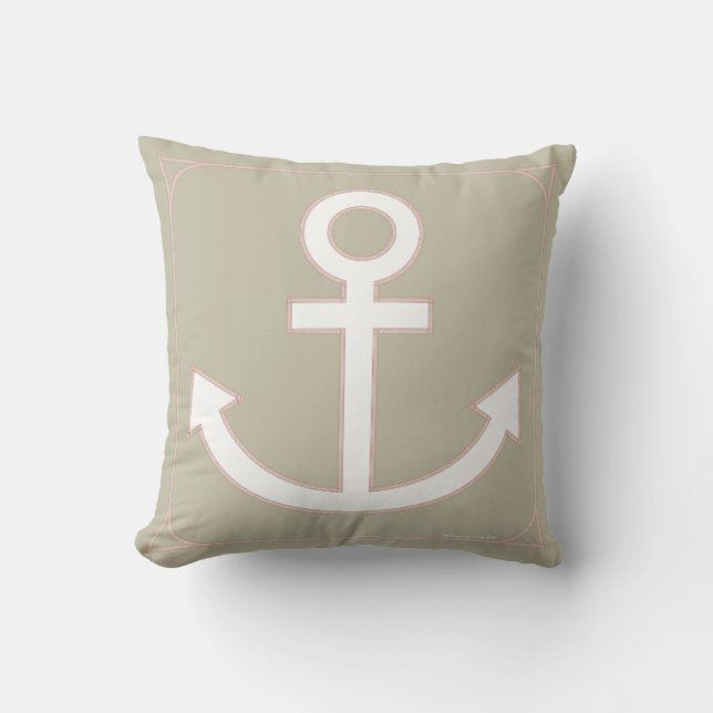 Anchors Aweigh Seafarer Pillow in Sand (Front)