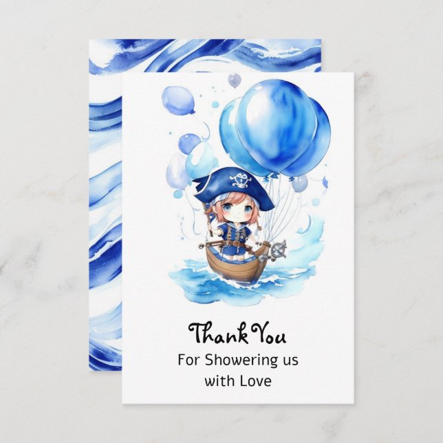 Anchors Aweigh to Celebrate: Boy Baby Shower Thank You Card (Front/Back)
