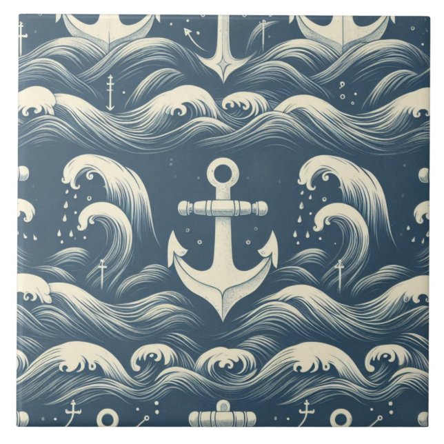 Anchors Down Deep Ceramic Tile (Front)