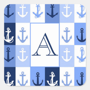 Anchors monogram square sticker