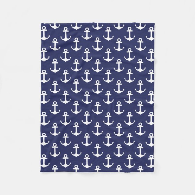 Anchors Navy Blue - Fleece Blanket (Front)